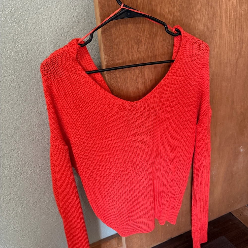 Women's V-Neck Orange Sweater